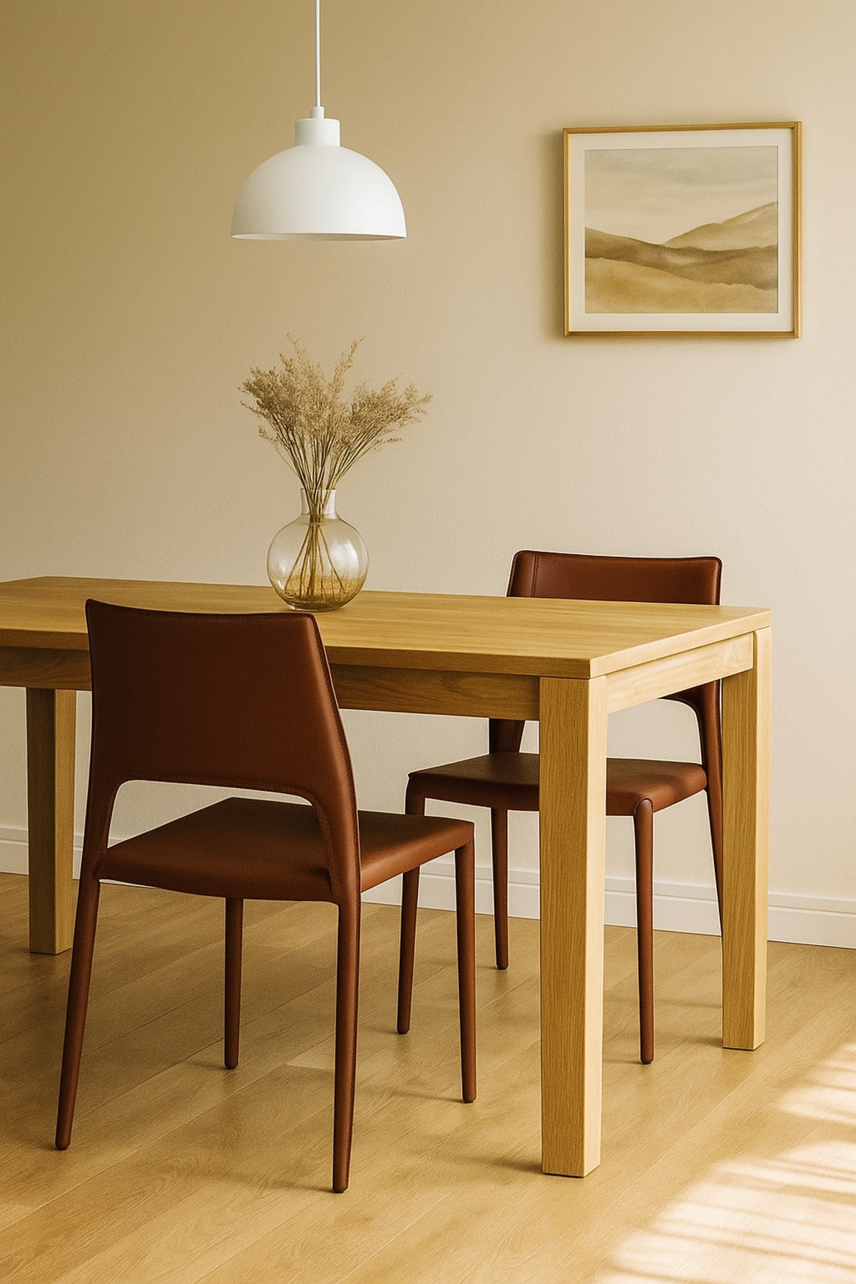 Red Brown PU Leather Dining Chair Ð Modern Full Leather Minimalist Chair for Dining Room & Office