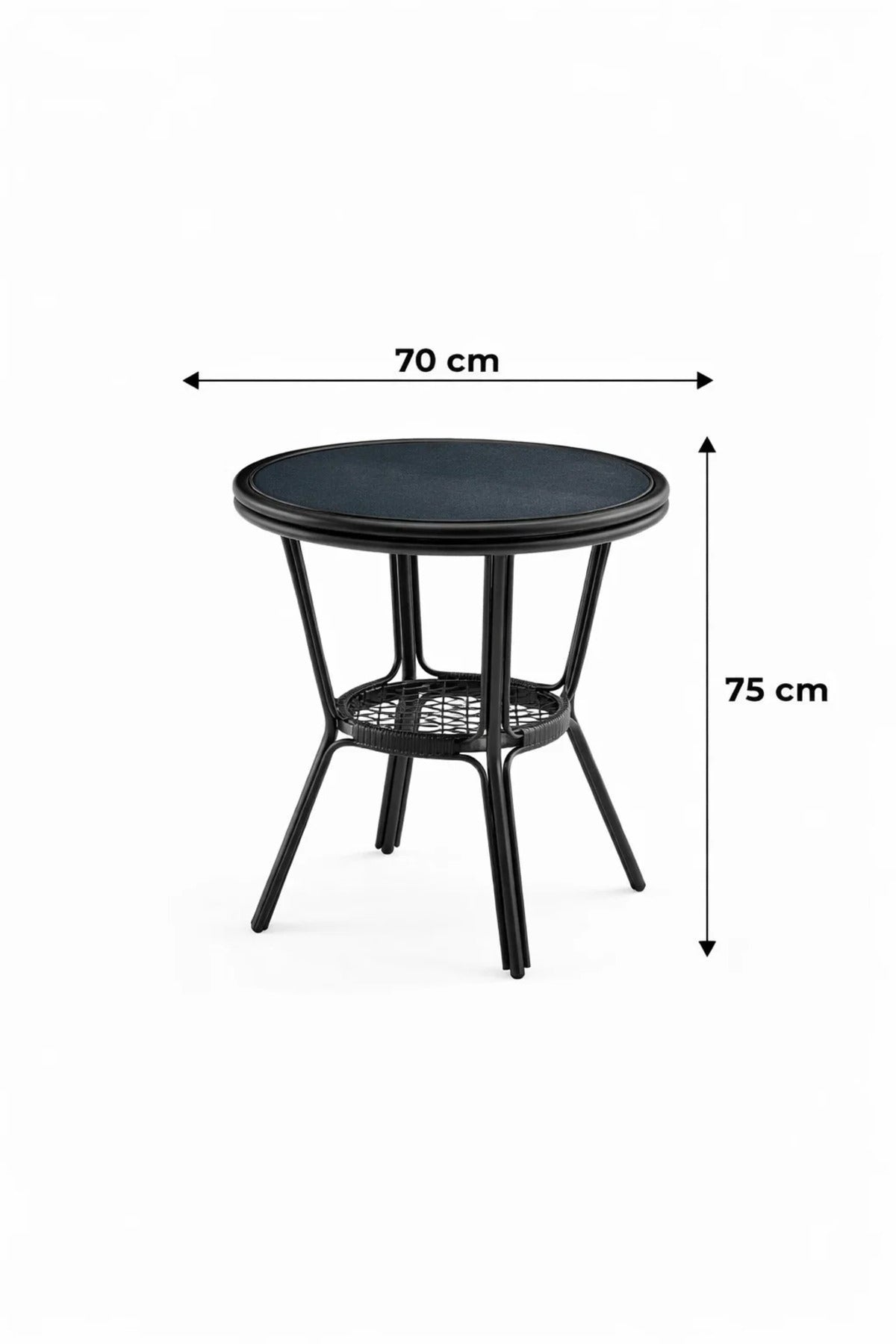 Modern Grey & Black Caf≈Ω Table with Glass Top √ê Compact Round Coffee Table