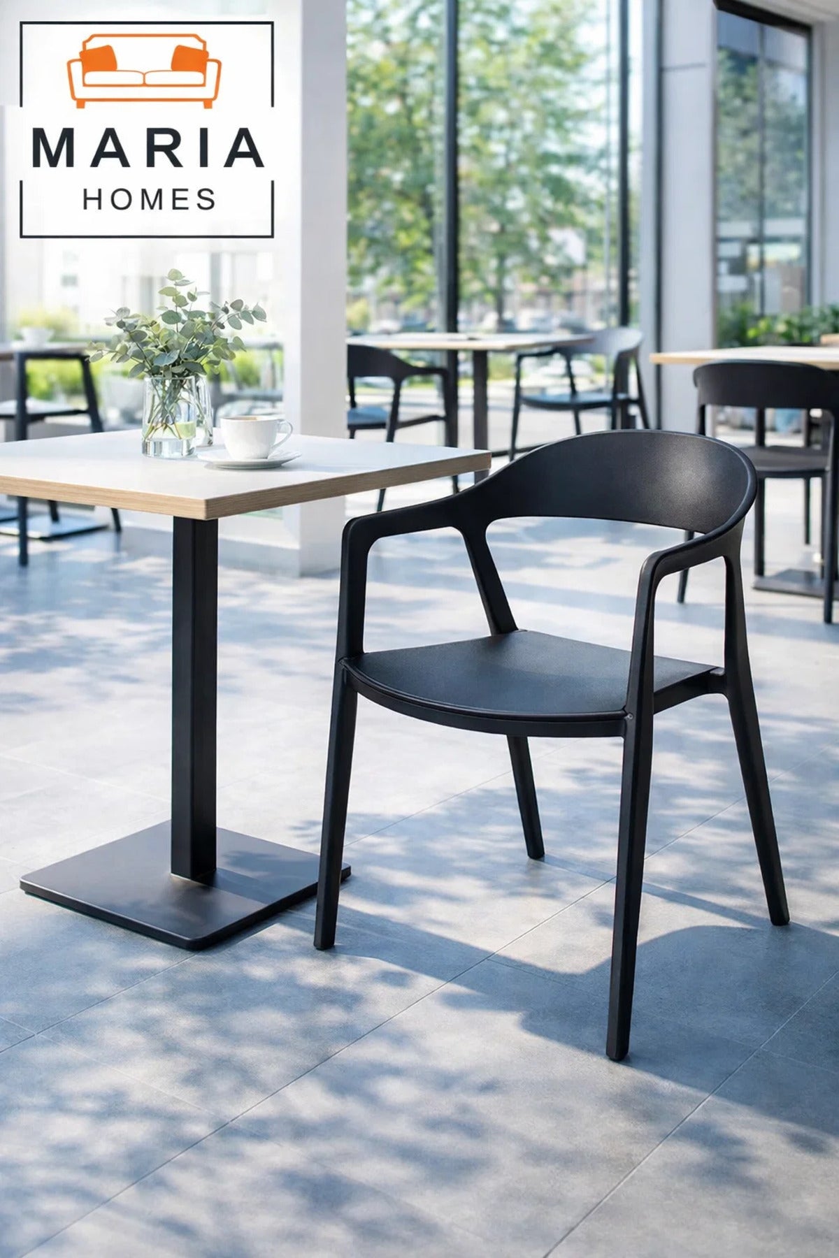 Black Plastic Chair with Armrests Ð Modern Indoor & Outdoor Seating Chair