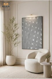 Gray Basket Weave Abstract Wall Art with Black Frame √ê Modern Textured Geometric Decorative Artwork