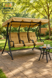 3 Seater Outdoor Swing Chair with Canopy for Garden Patio Balcony | Heavy Duty Metal Swing Seat