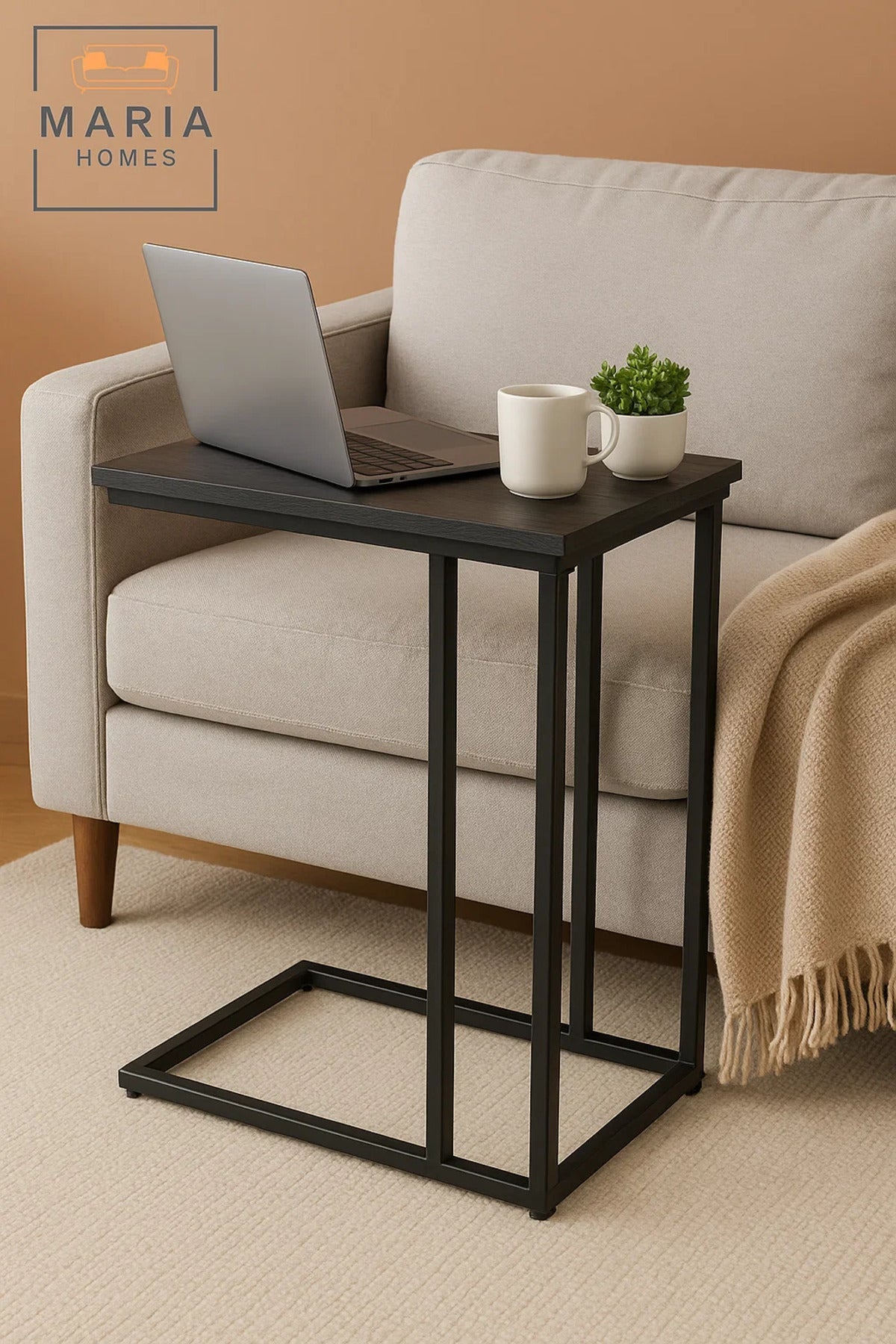 Wooden Oval Console Table with Round Shelf Ð Gold Rim Accent, Black Legs