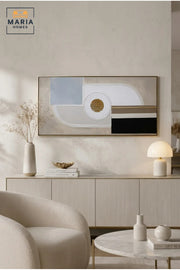 Modern Geometric Abstract Wall Art Ð Horizontal Framed Artwork with Gold Accents for Living Room, Office & Contemporary Home DŽcor