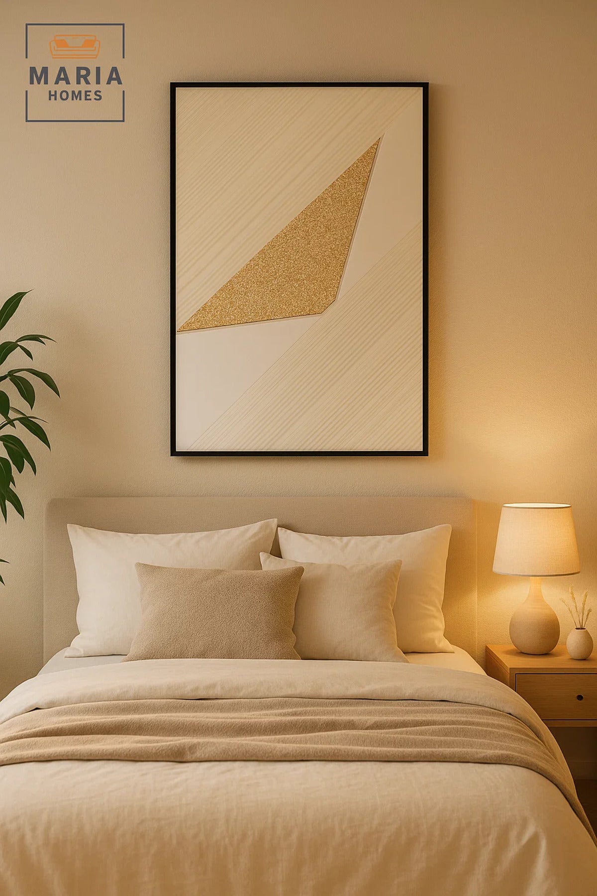 White and Gold Geometric Textured Wall Art √ê Modern Luxury Abstract Decor for Home & Office-80*120CM