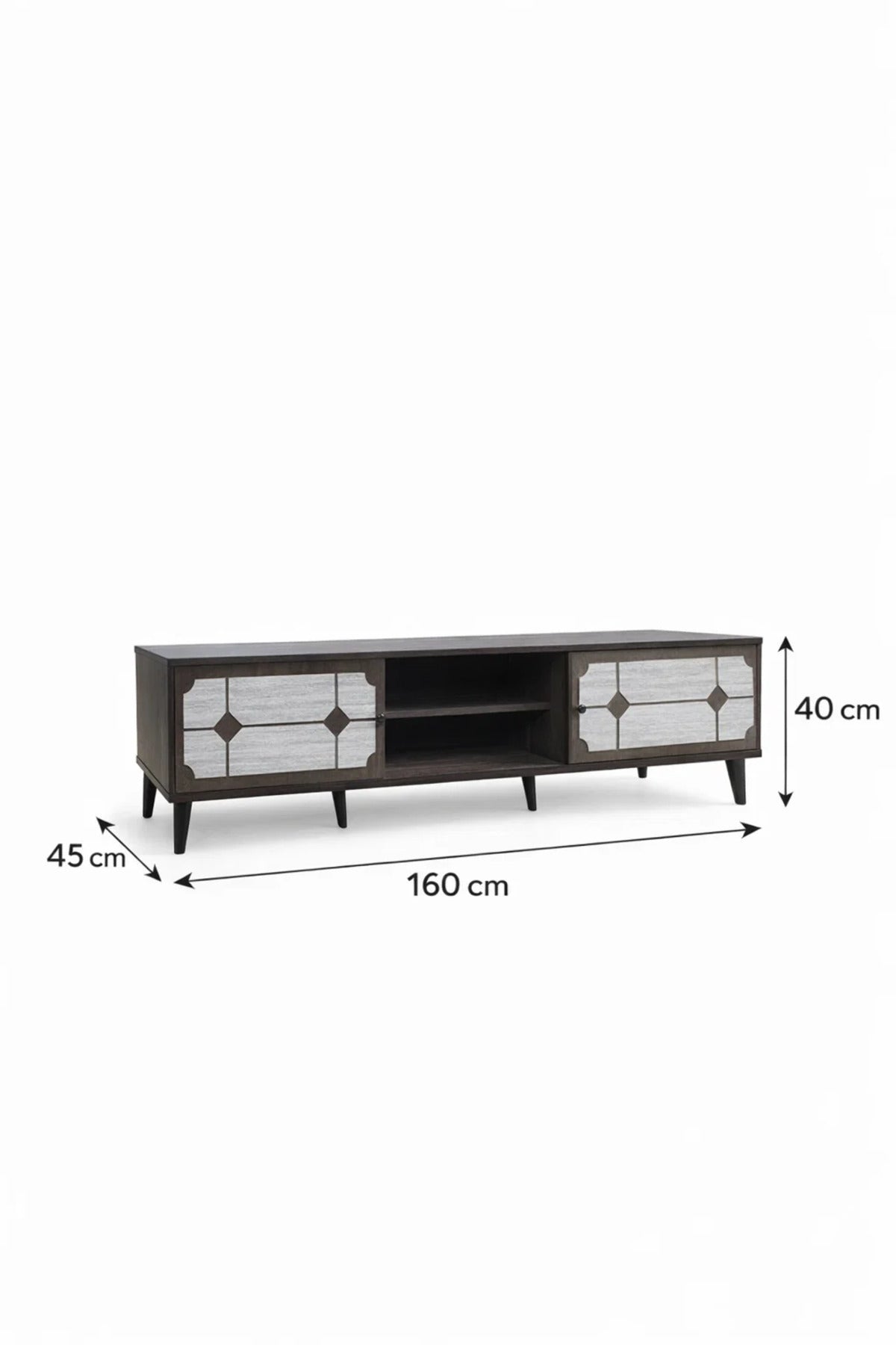 Modern Brown Wood TV Stand 160cm Media Console Entertainment Unit with Storage for Living Room