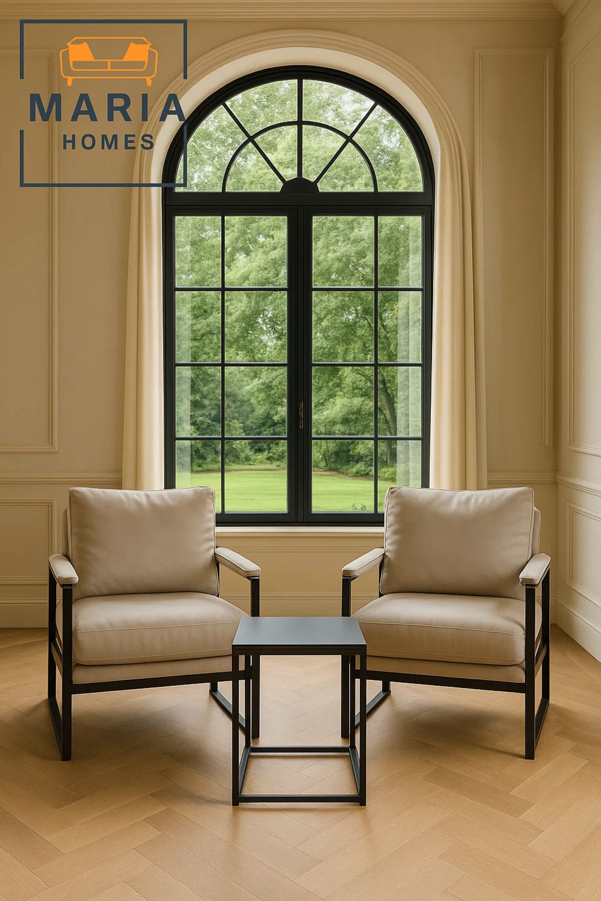 Beige Faux Leather Armchair Ð Modern Metal Frame Lounge Chair for Living Room or Office Decor