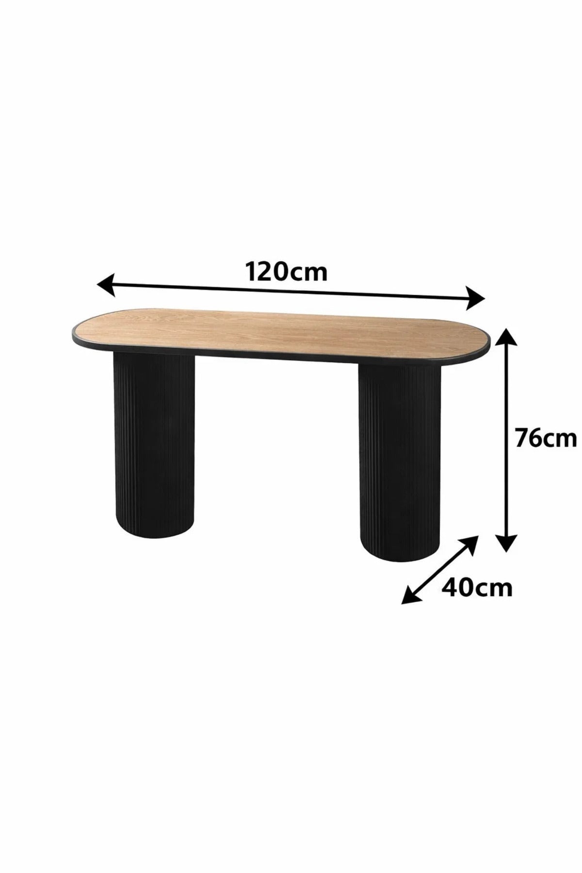 Stylish Console Table with Black Fluted Legs and Wood Top for Modern Hallway Living Room Decor