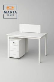 White Workstation Desk with Divider and Drawer Unit