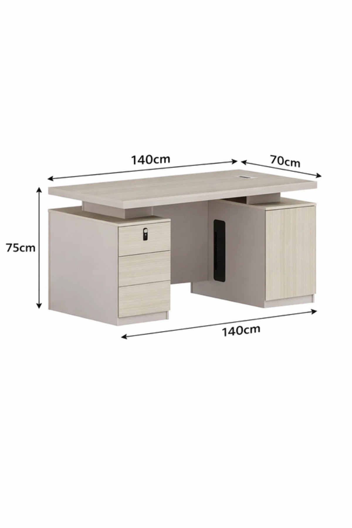 Modern P.O.MORANDI Executive Desk with Storage & Cable Panel