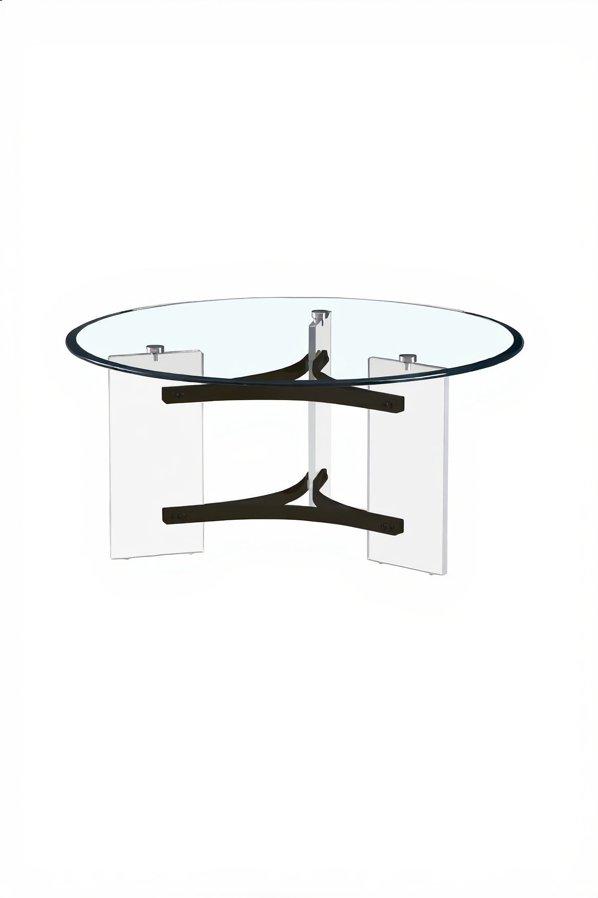 Stylish Round Center Table with Clear Acrylic Legs and Black Frame for Contemporary Living Areas