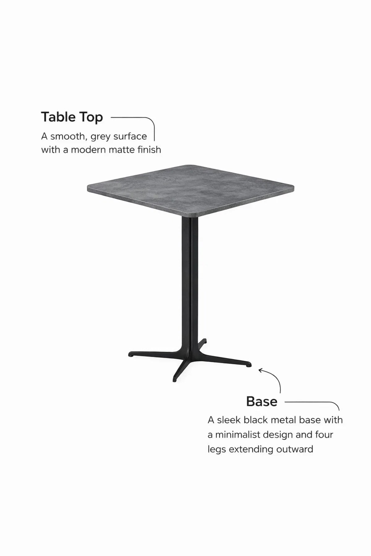 Modern Grey Coffee Table with Black Base, 70x70x75 CM modern grey coffee Dinner