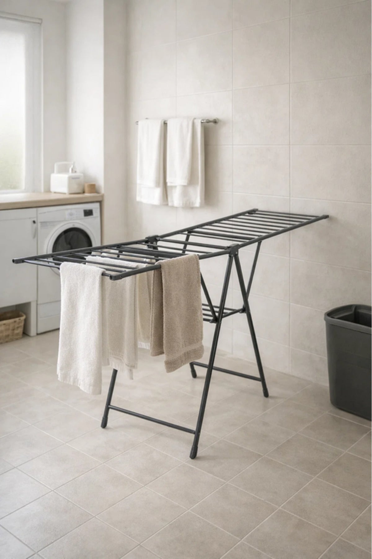 Gray Foldable Clothes Drying Rack 185x45x93 cm √ê Laundry Airer Stand