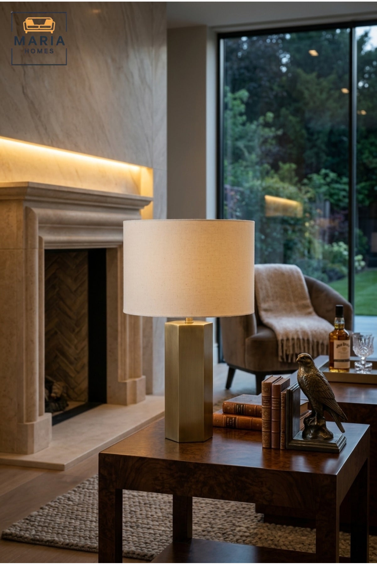 Modern Table Lamp with Fabric Drum Shade, Elegant Bedside Nightstand Lamp, Decorative Lighting for Bedroom, Living Room, Office, Hotel and Console Table