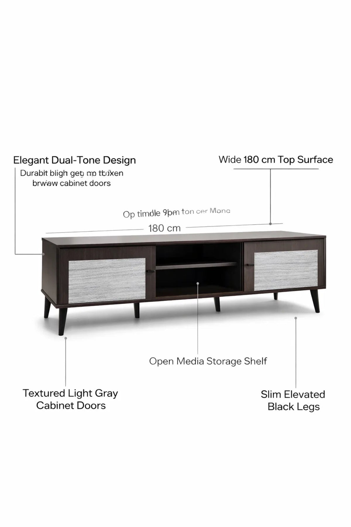 Modern 180cm TV Unit Media Stand with Shelves and Cupboards Stylish Wooden Living Room Console