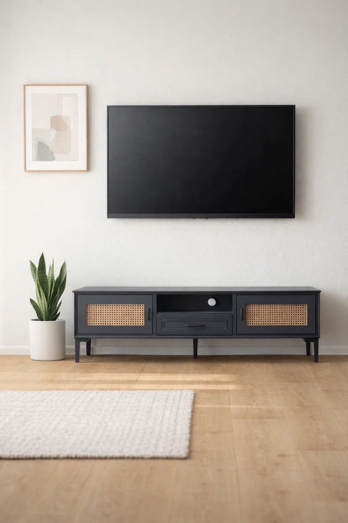 Dark Grey TV Stand √ê 140x40x46 cm Modern Plasma Table with Cabinets & Drawer