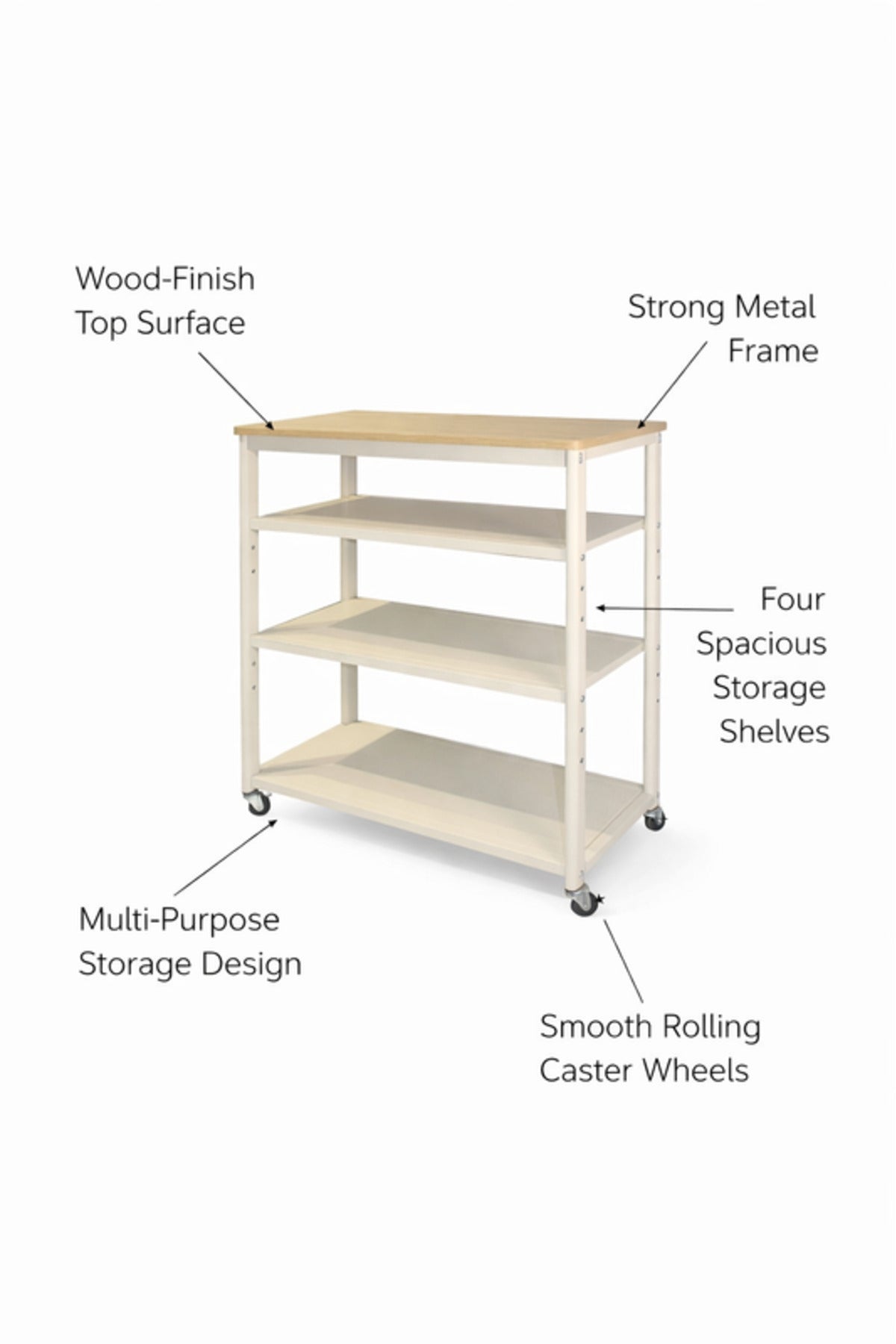 Multi-Tier Storage Shelf with Wheels 70_32_80 cm