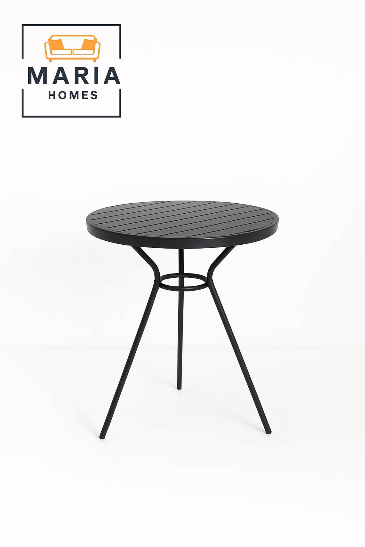 Round Black Outdoor Bistro Table with Tripod Base