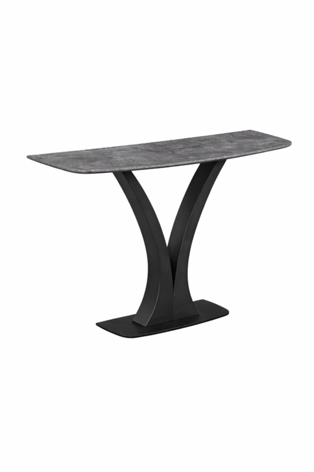 Dark Grey Console Table with Black Metal Base Modern Entryway dark grey console