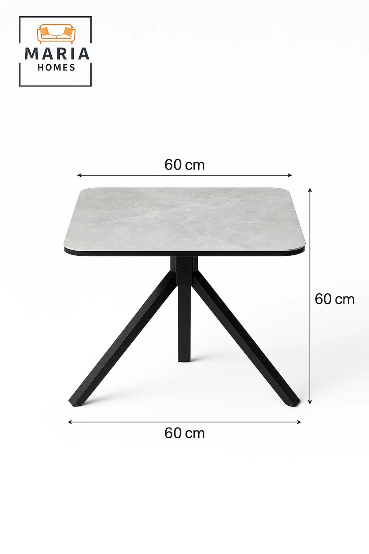 Square Grey Marble Dining Table √ê Modern Caf≈Ω, Restaurant, Office & Home Metal Furniture 60_60_60 cm