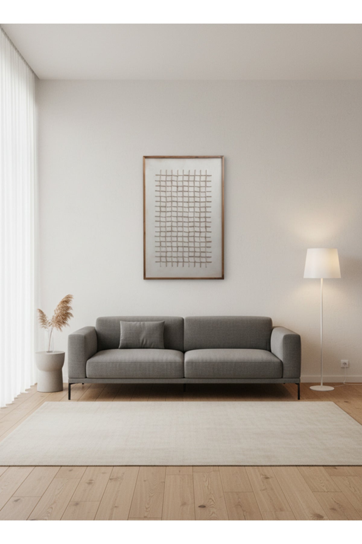 Modern Wooden Grid Wall Art Panel with Natural Wood Frame 120x80cm modern wooden grid