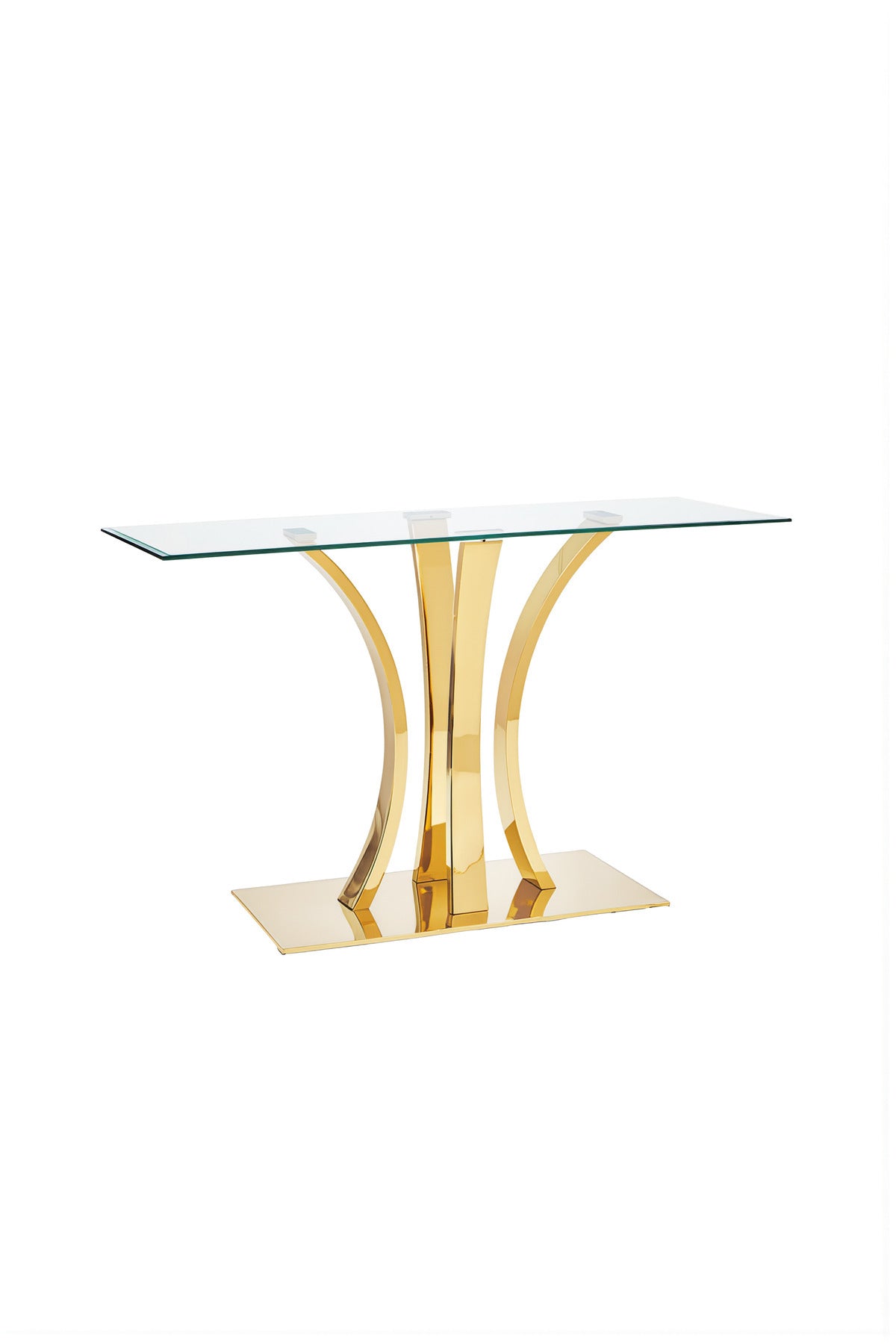 Luxury Gold Metal Console Table with Glass Top Modern Entryway Furniture for Hallway Living Room