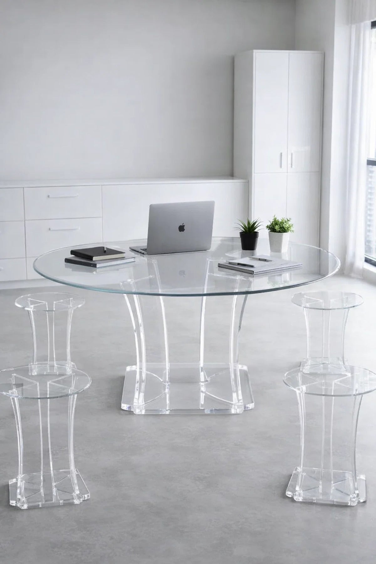Elegant 5-Piece Glass Coffee Table Set with Clear Acrylic Base √ê Modern Design for Living Room