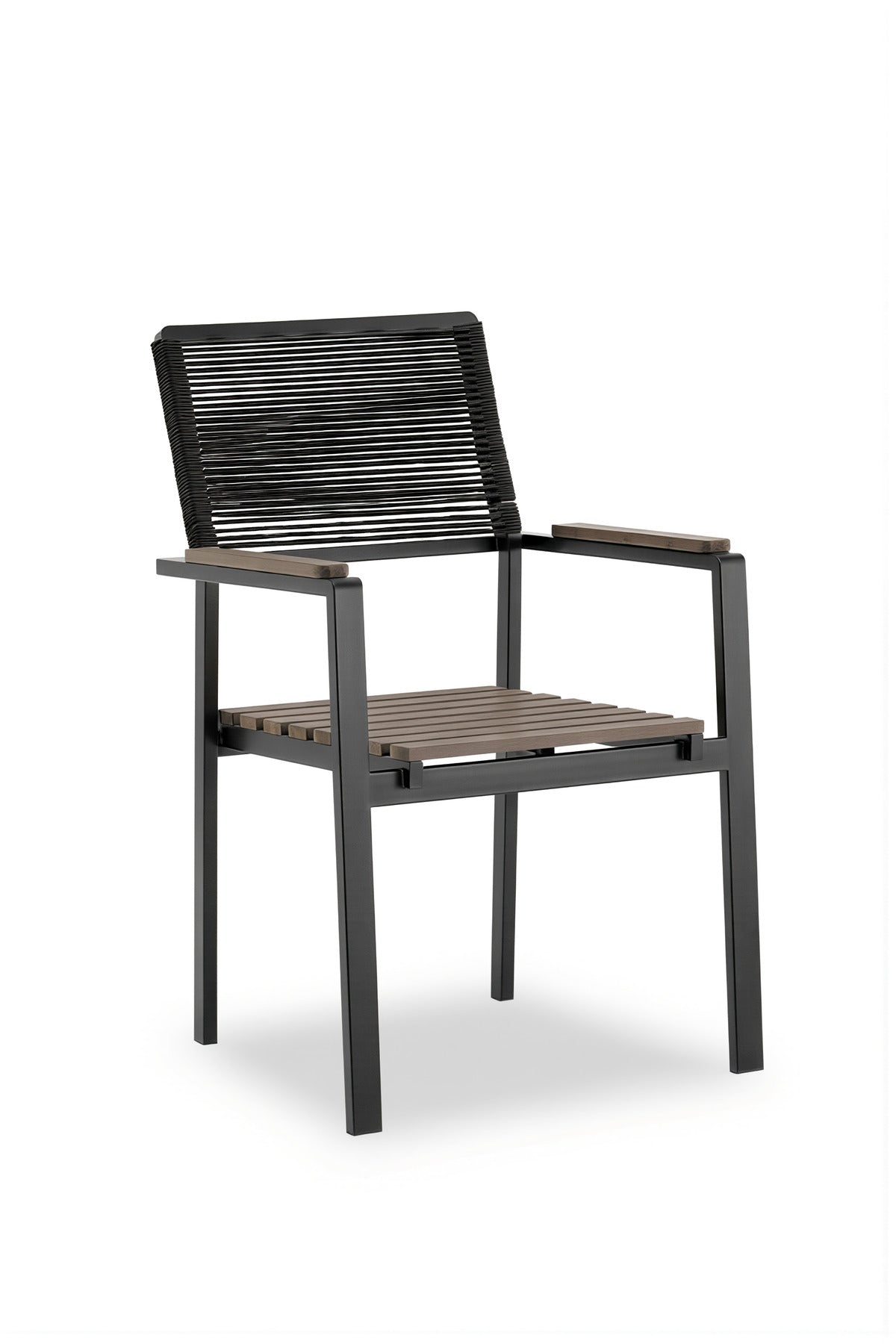 Modern Garden Chair Black Metal Frame Outdoor Patio Dining Chair for Balcony and Terrace