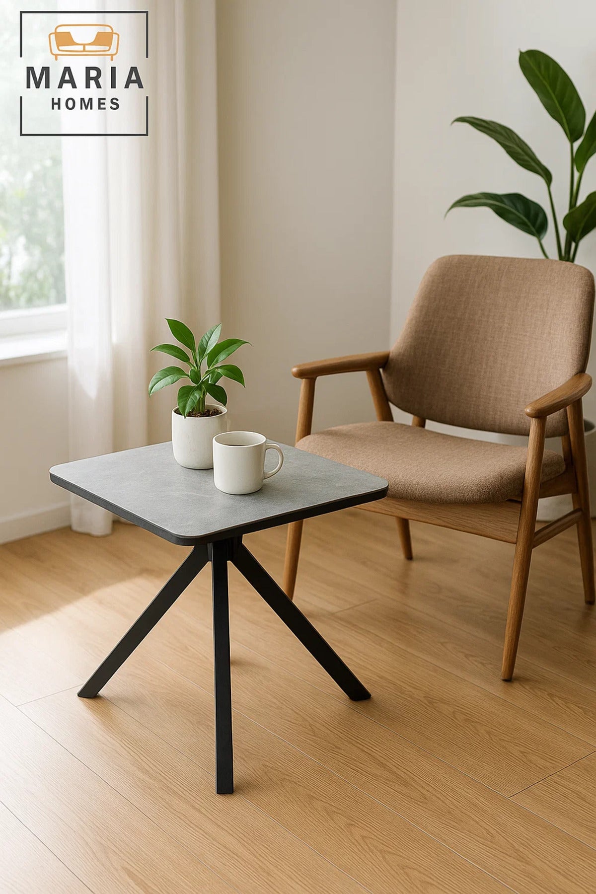 Square Grey Marble Dining Table √ê Modern Caf≈Ω, Restaurant, Office & Home Metal Furniture 60_60_60 cm