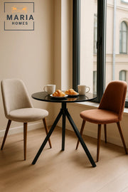 Round Black Dining Table √ê Modern Caf≈Ω, Restaurant, Office & Home Metal Furniture 70_70 cm