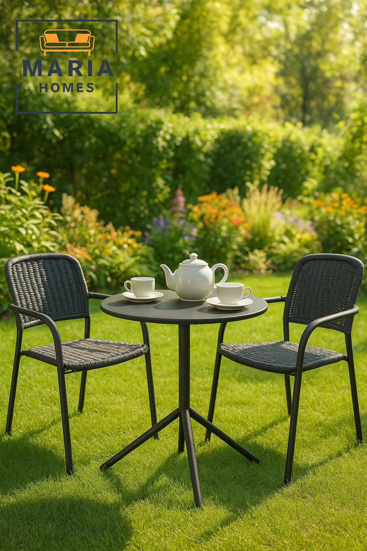 Round Black Tripod CafŽ Table with Slim Top