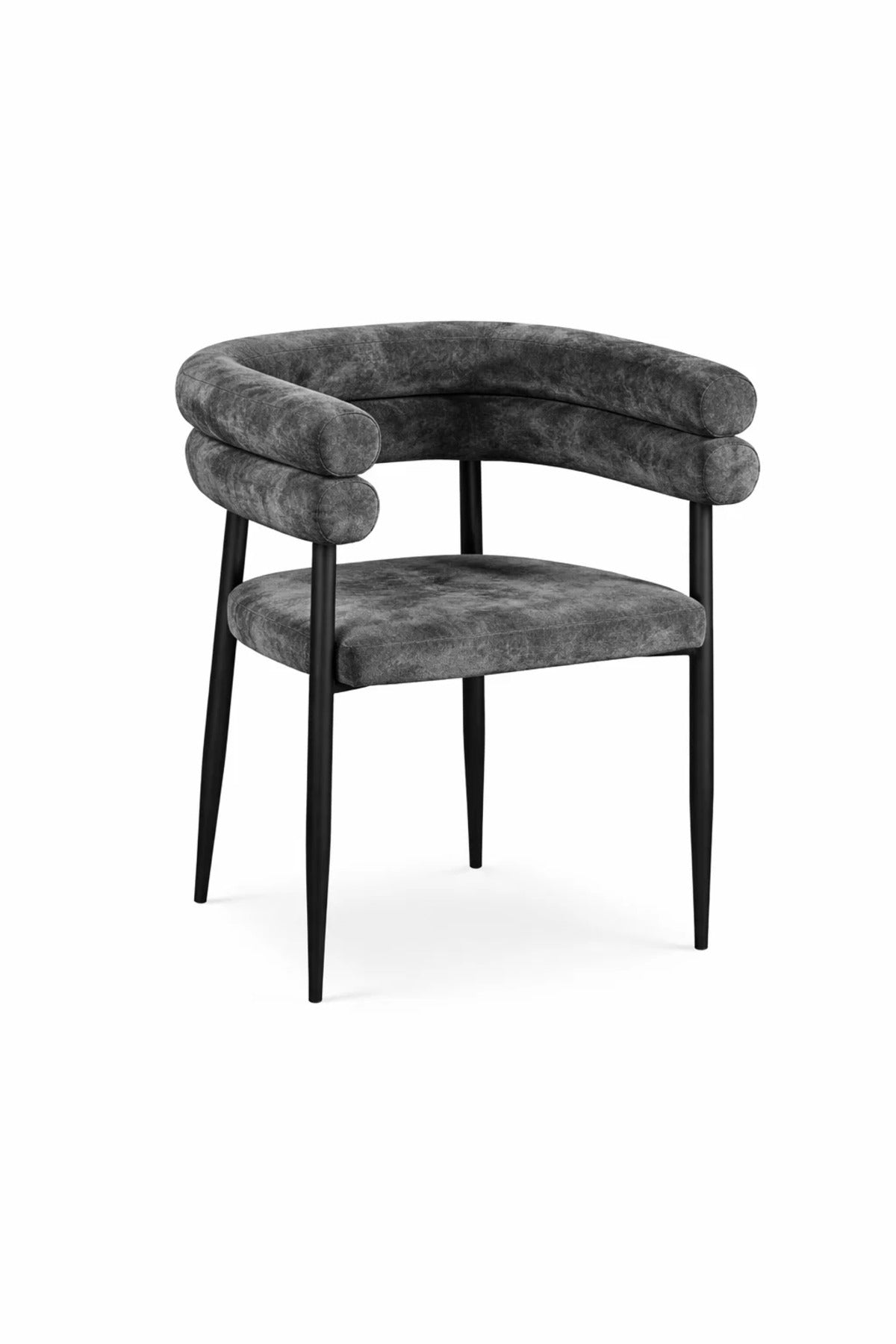 Dark Grey Fabric Arm Dining Chair 76x52x49cm Modern dark grey fabric Kitchen