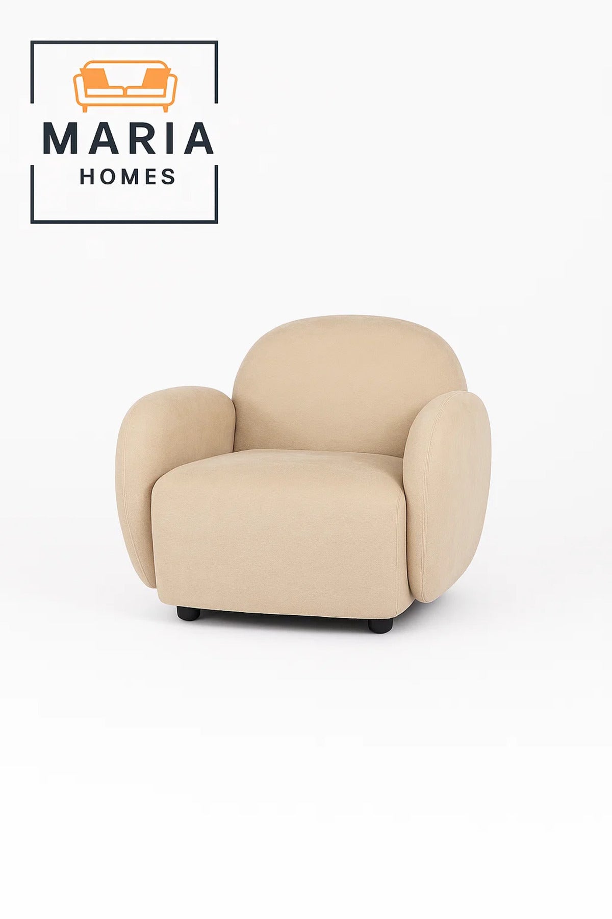 Plush Beige Armchair with Rounded Design