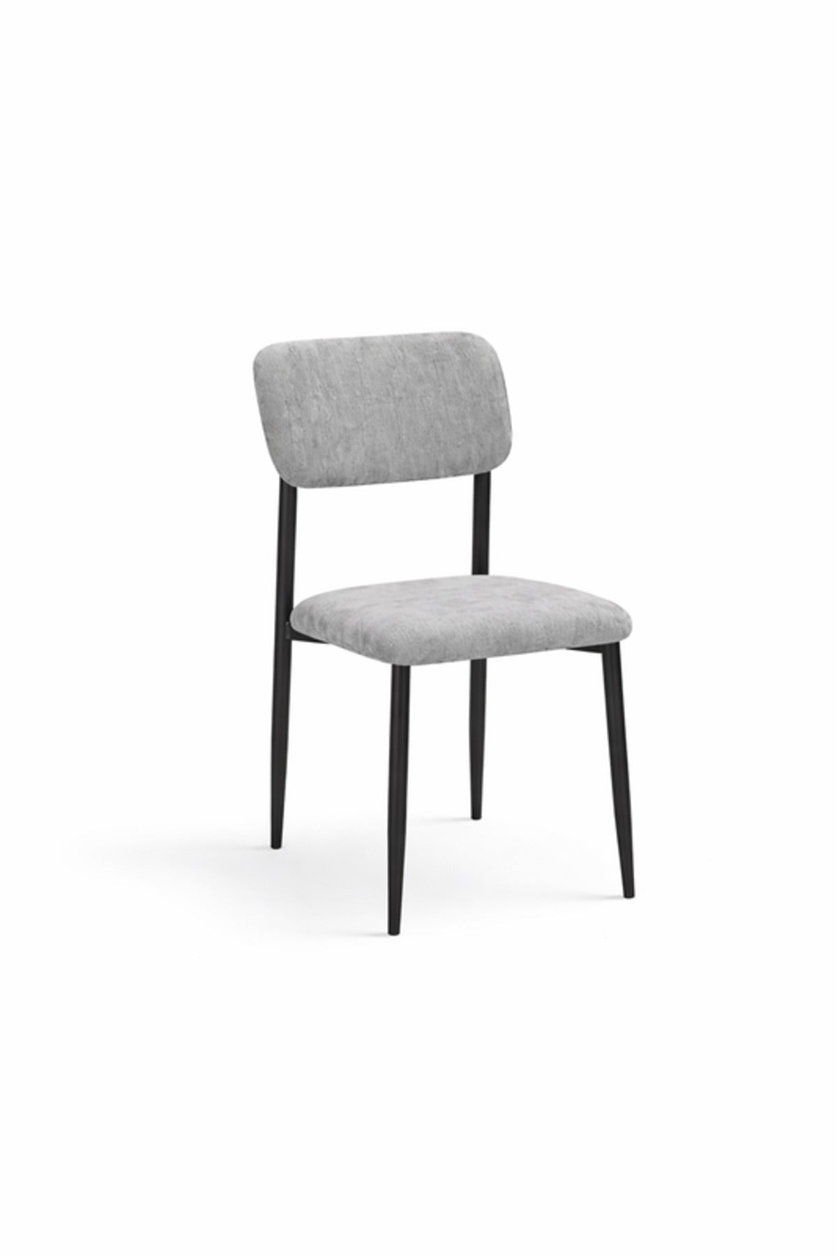 Grey Upholstered Dining Chair with Black Metal Legs Modern Room grey upholstered dining