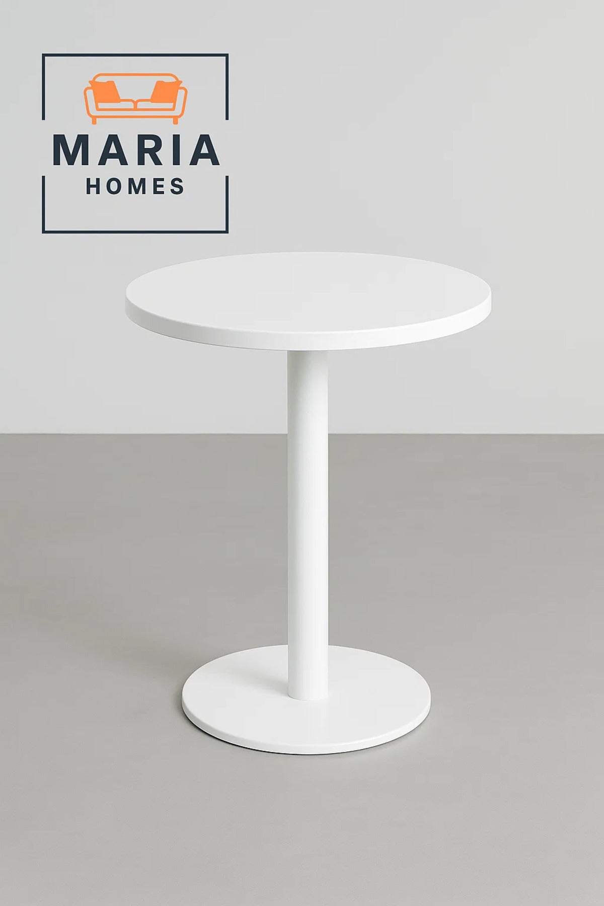 Round White Pedestal Table with Minimalist Design