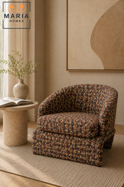 Geometric Pattern Barrel Accent Chair Ð Modern Upholstered Lounge Chair for Living Room, Bedroom, Hotel & Reception Area