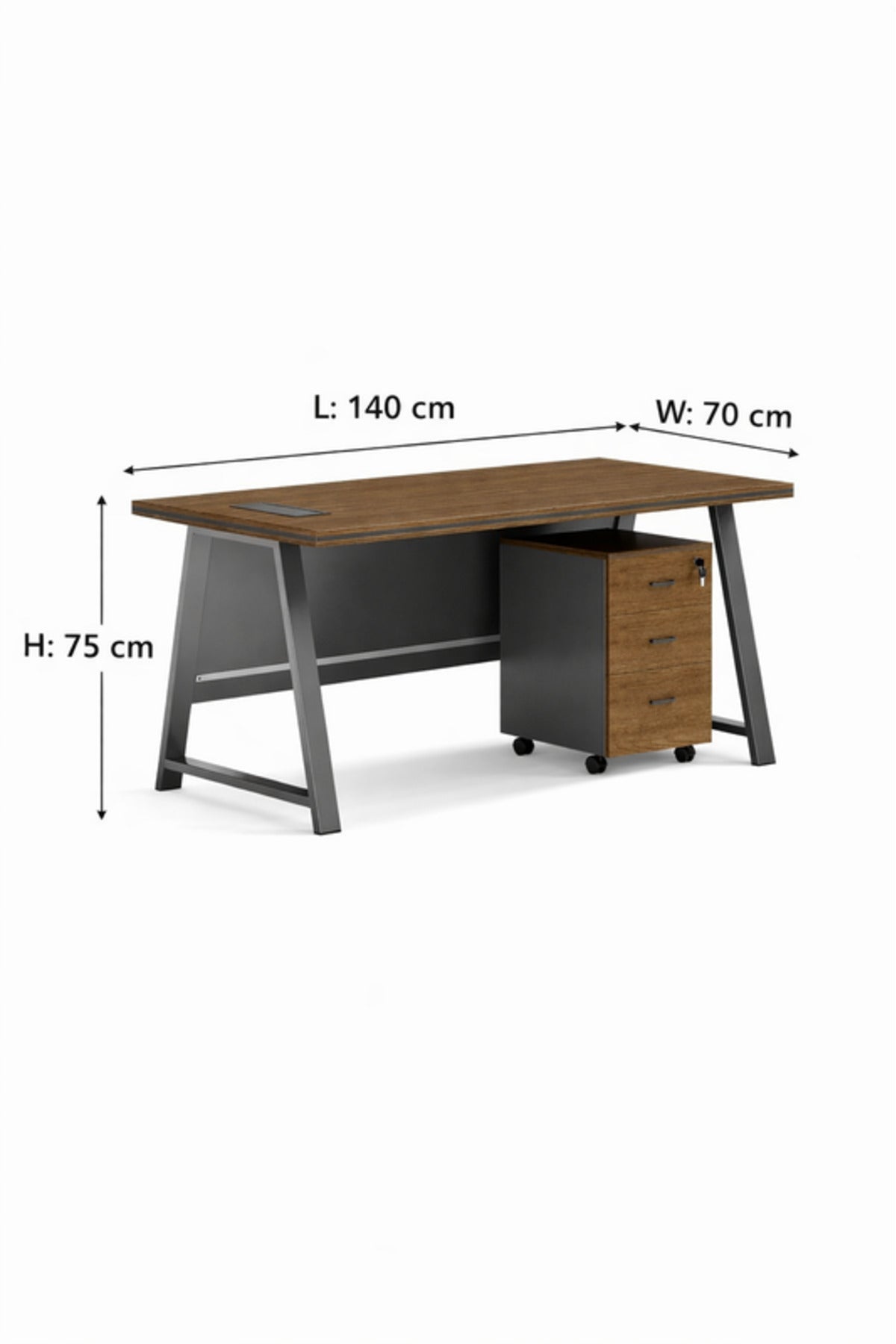 Modern Executive Desk with Wooden Top and Storage Drawer √ê Sleek Black & Brown Office Desk