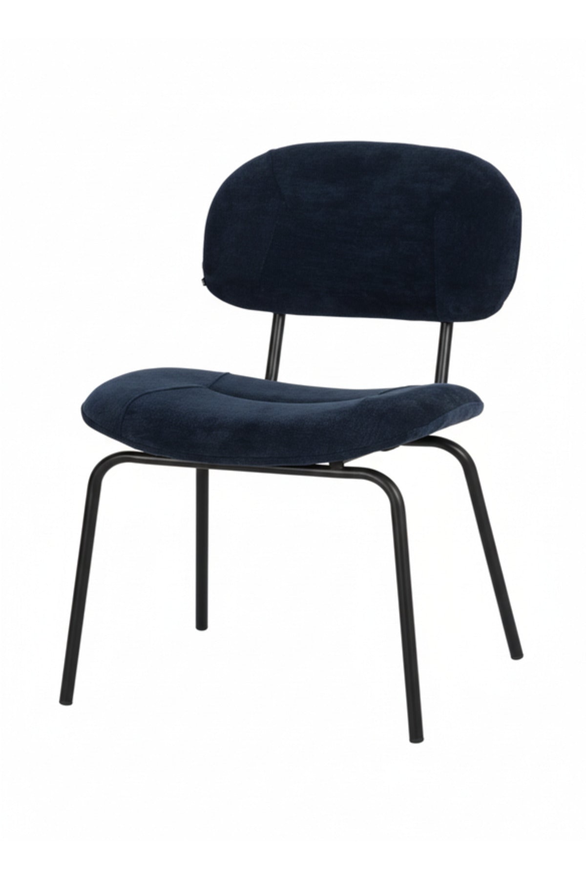 Modern Blue Velvet Dining Chair with Black Metal Legs Comfortable Dining Room Chair