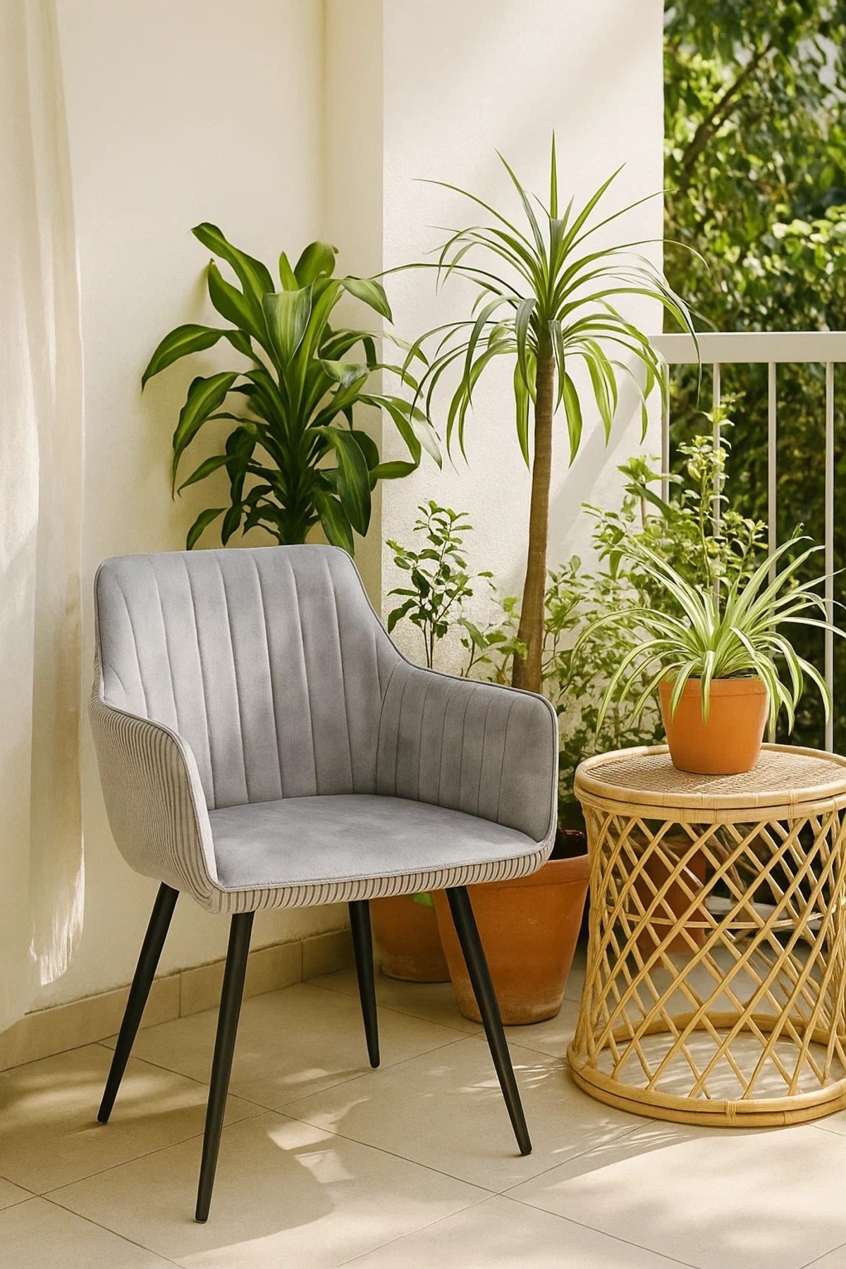 Modern Light Grey Velvet Armchair √ê Fabric Dining & Office Accent Chair for Home Living Room