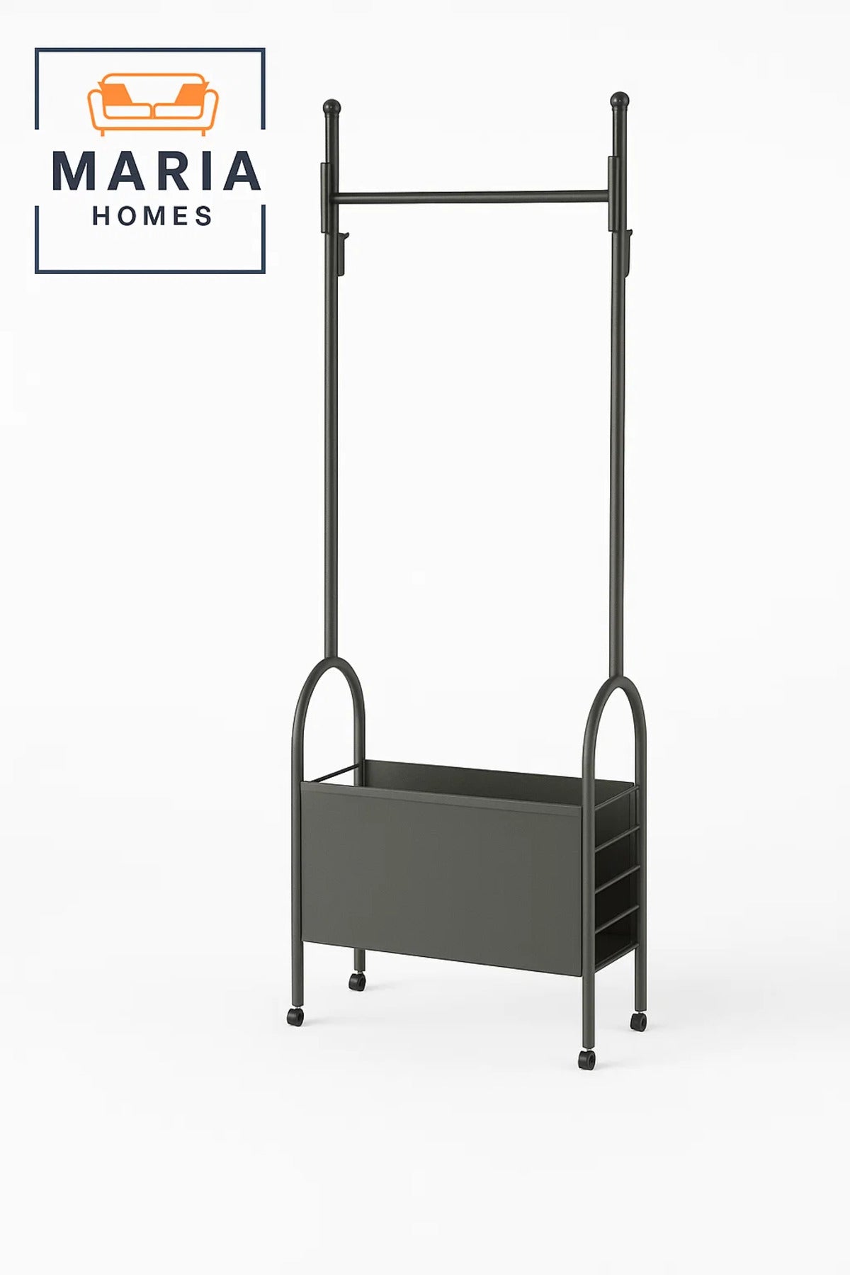 Black Rolling Garment Rack with Storage Basket Ð Model 9002