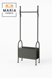 Black Rolling Garment Rack with Storage Basket Ð Model 9002