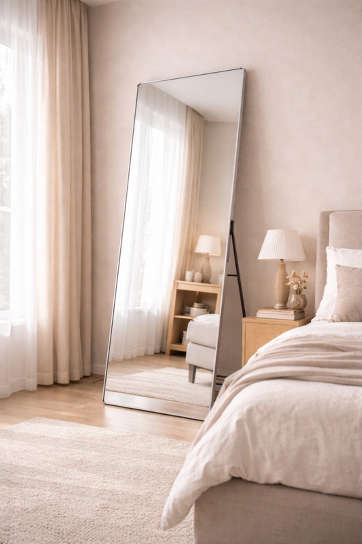 Silver Full Length Standing Mirror 70x180cm Modern Floor silver full length