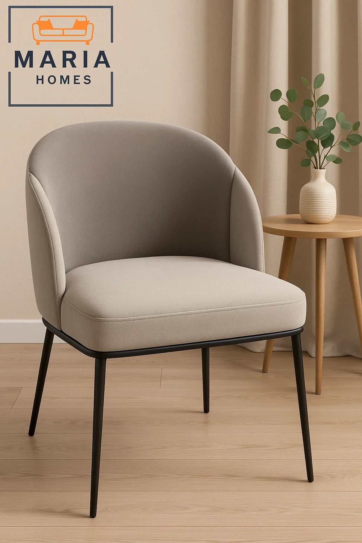 Modern Lounge Chair Ð Soft Grey Upholstered Armchair with Sleek Black Metal Legs