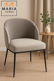 Modern Lounge Chair Ð Soft Grey Upholstered Armchair with Sleek Black Metal Legs
