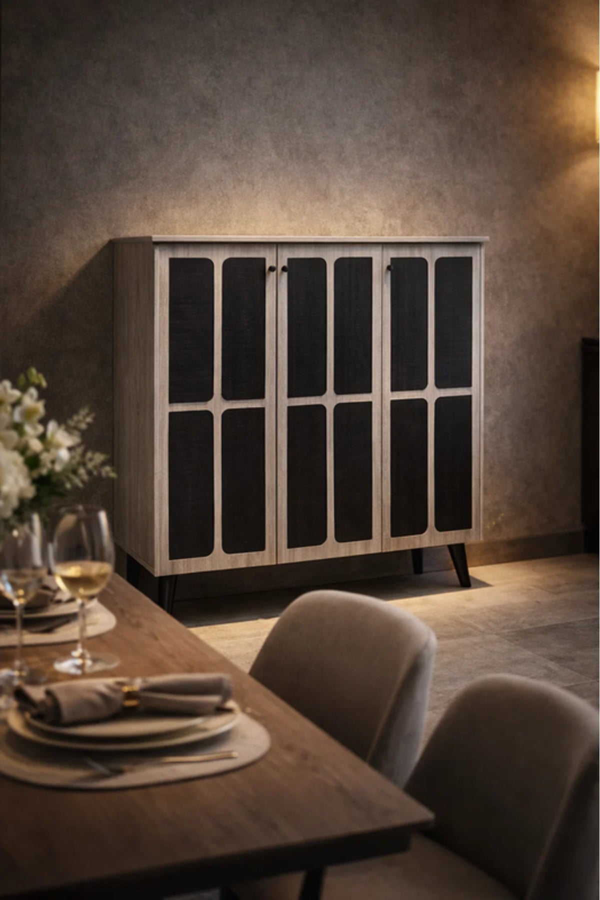 Modern Grey.B Sideboard Cabinet with Textured Doors & Storage