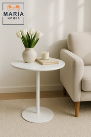 Glossy White Pedestal Side Table for Modern Interiors