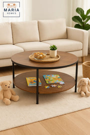 Large chevron finish coffee table with extra storage shelf
