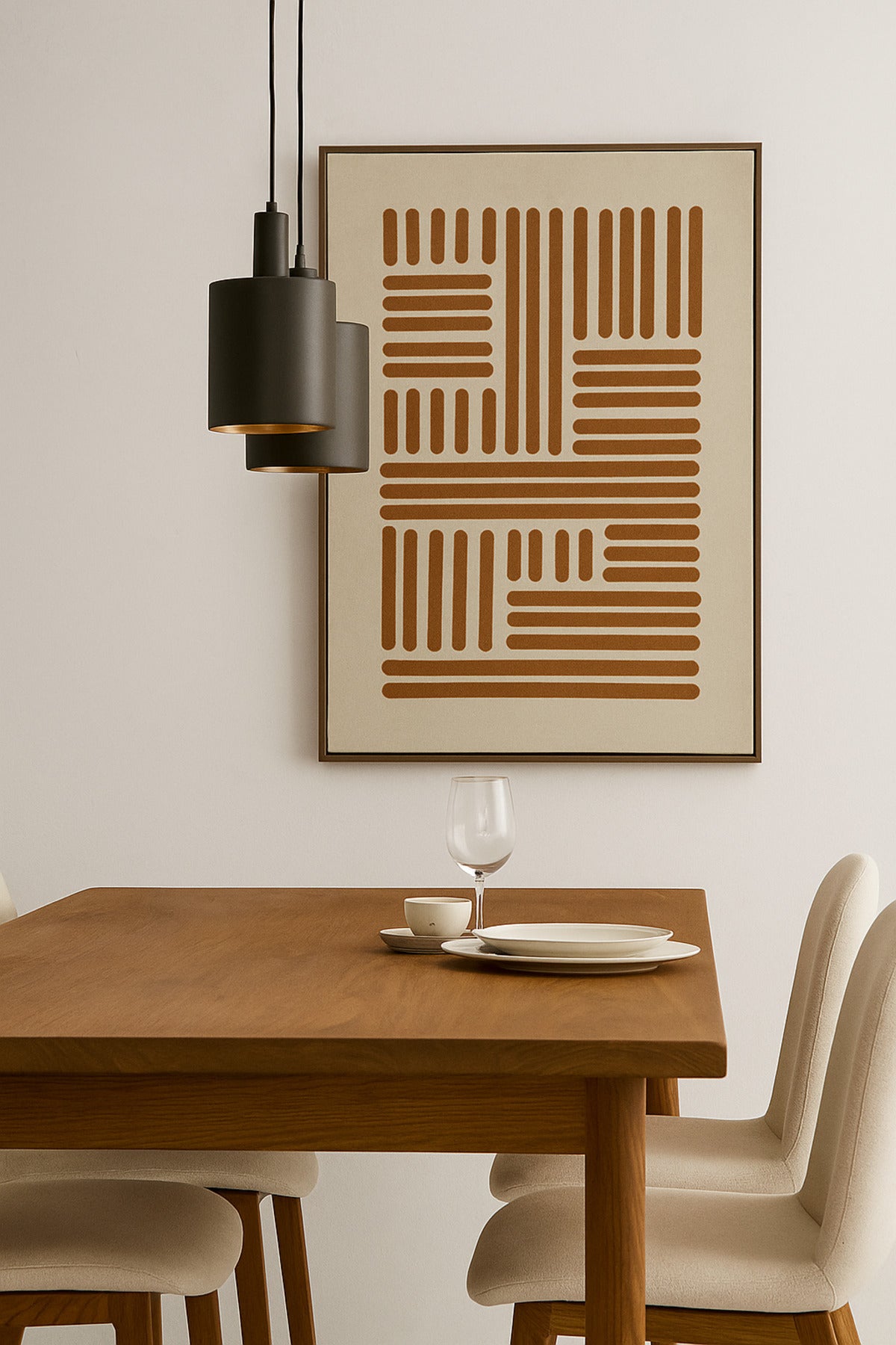3D Geometric Brown Canvas Wall Art with Wooden Frame Ð 120_80 cm