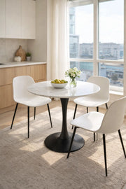 Modern Round White Marble Dining Table - (70*70*75 cm)