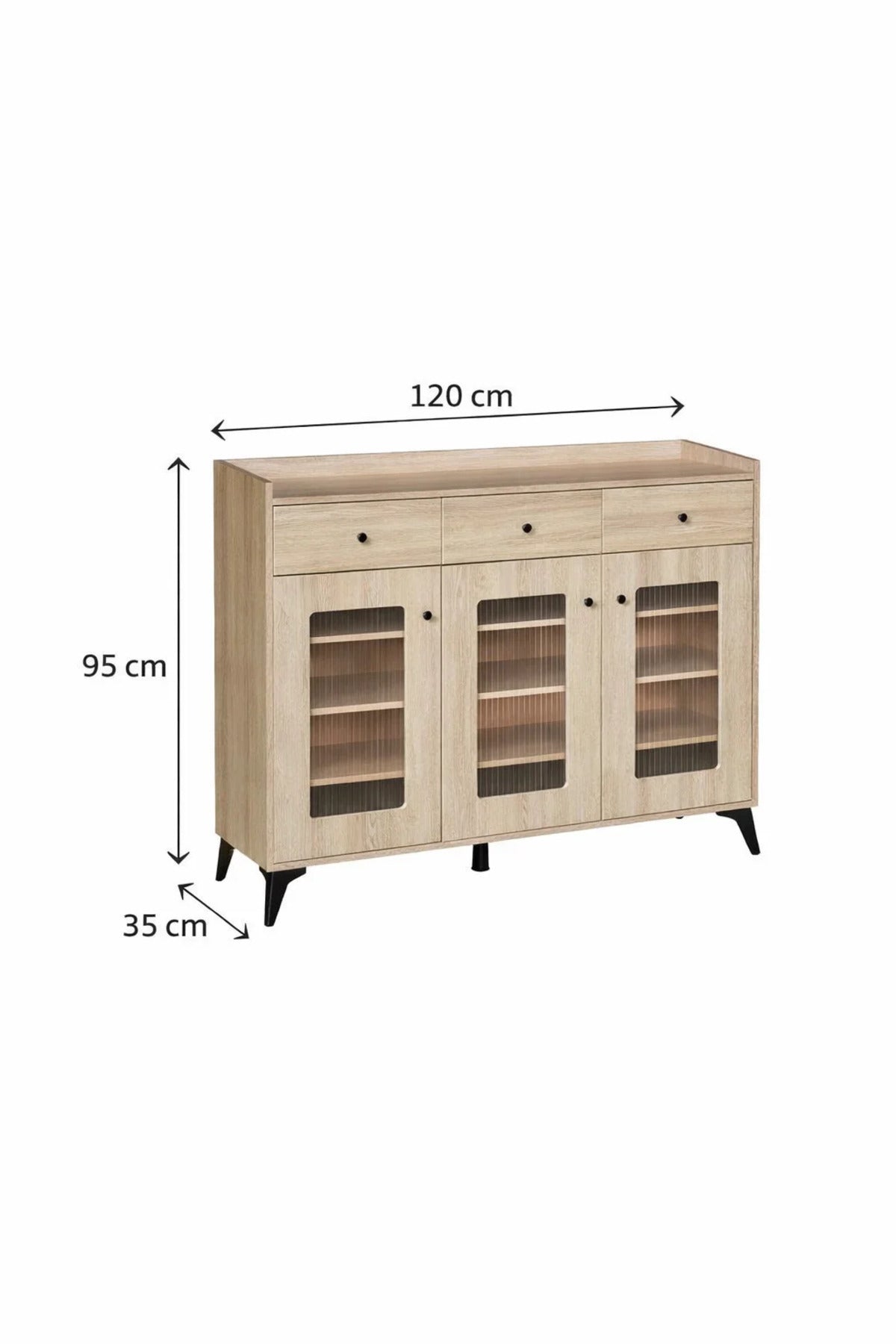 Modern Light Wood Shoe Cabinet with Drawers and Glass Doors - Stylish Entryway Storage Organizer