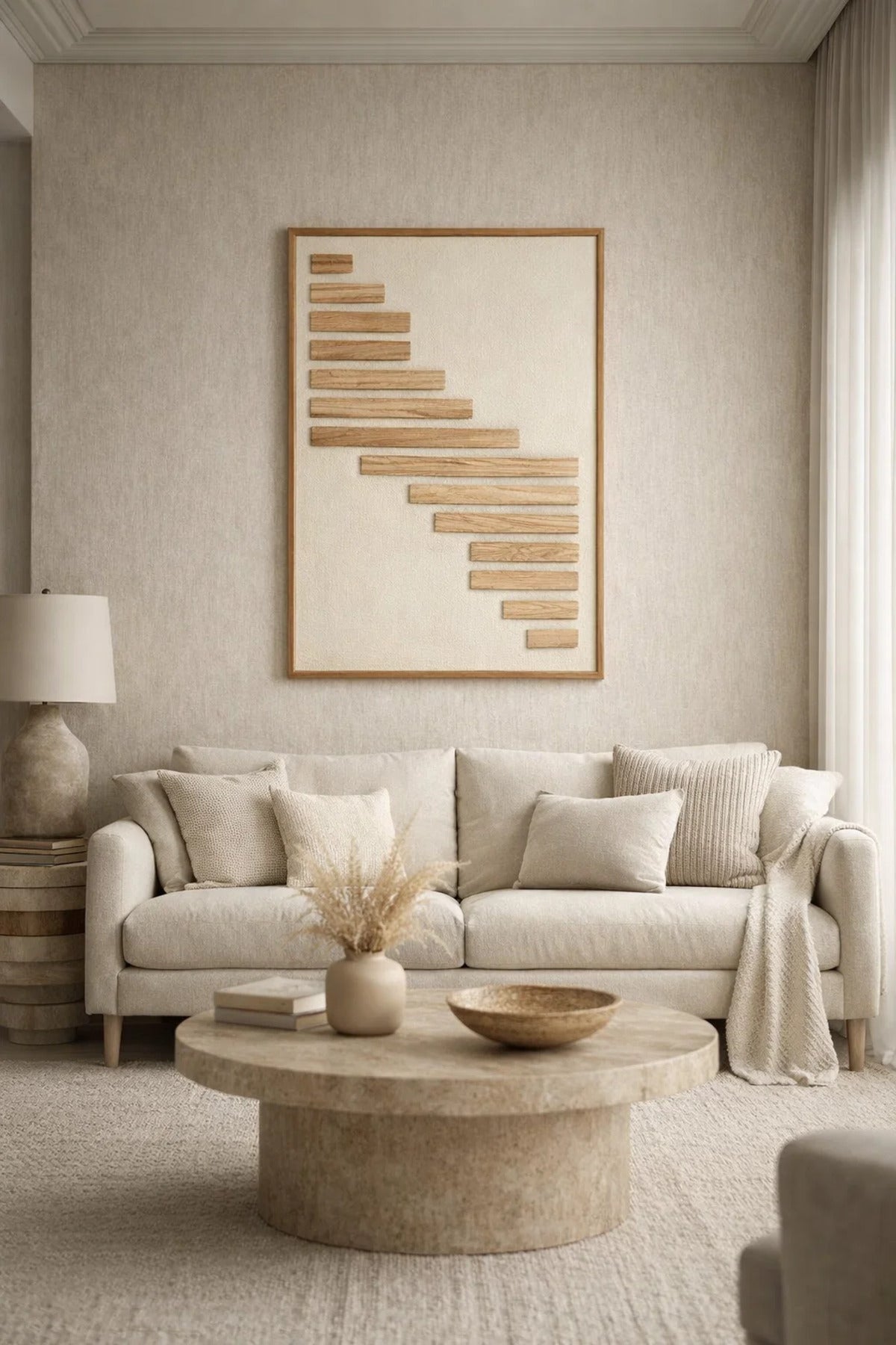 Minimalist Wooden 3D Slat Wall Art 120x80cm Large Decorative Panel for Modern Home Interiors